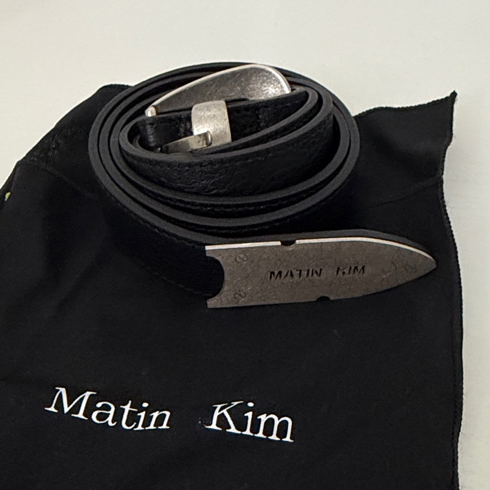 Matin Kim Black Leather Belt Bag with Silver Accents